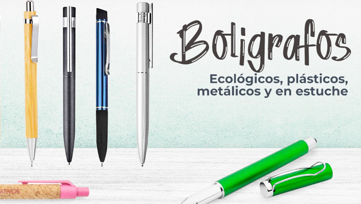 Boligrafos ecológicos, plásticos y metálicos